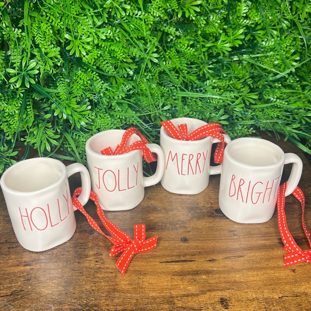 Rae Dunn set of mini Holiday Mugs